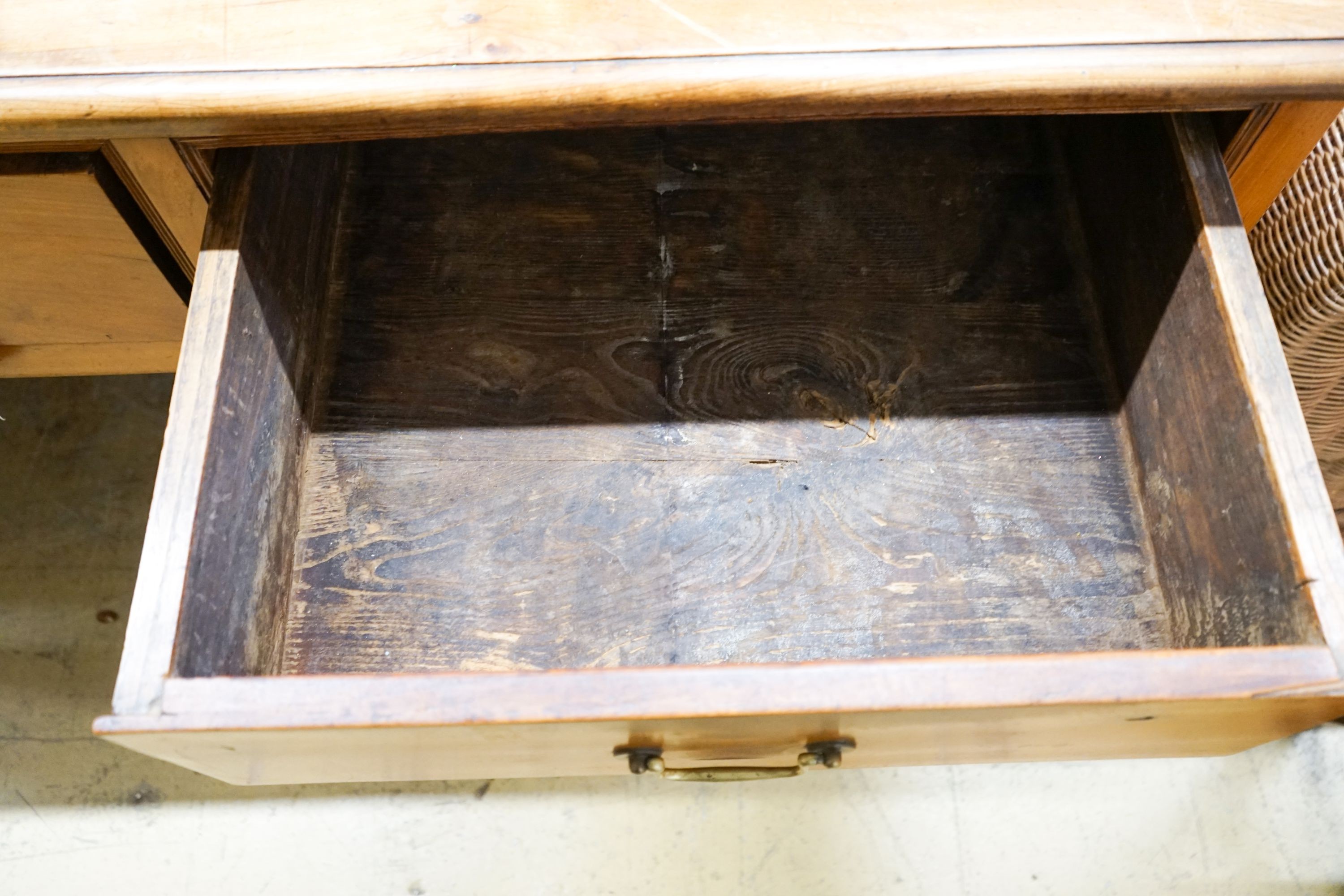 A 19th century French cherrywood six drawer serving table, length 200cm, depth 79cm, height 84cm